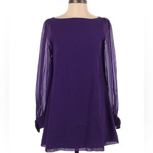 Marciano Purple Long Sleeve Mini Shift Dress